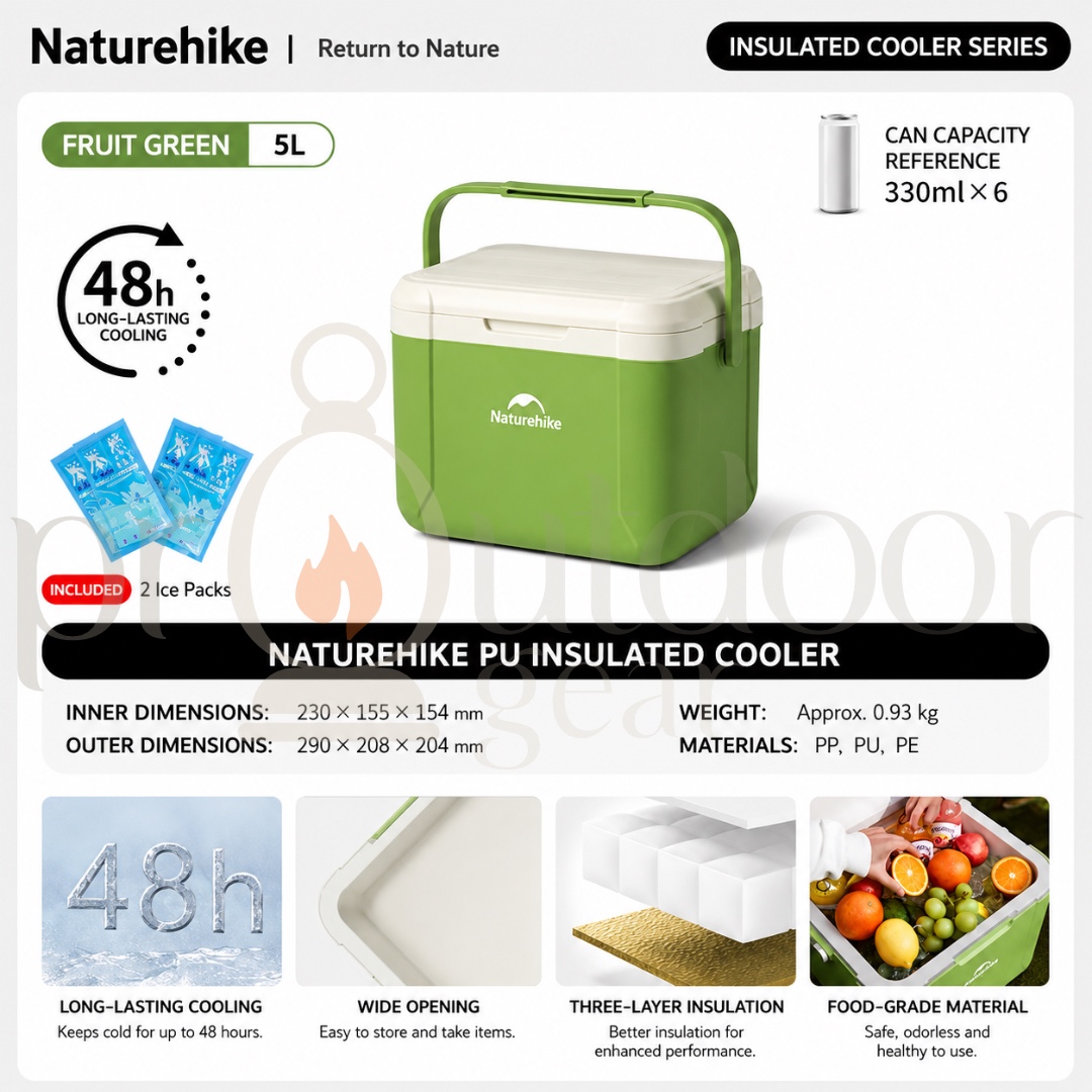 NATUREHIKE 5L 18L PU Cooler Box Large Capacity Portable for Outdoor Camping Fishing Picnic Car Ice Insulation Box