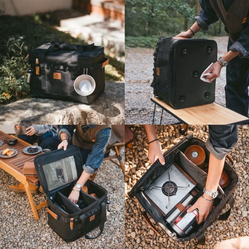 NATUREHIKE CNH22SN008 Outdoor Ultralight Oxford Cloth Storage Bag Camping Picnic Kitchenware Storage Partition Design Enamel Bag