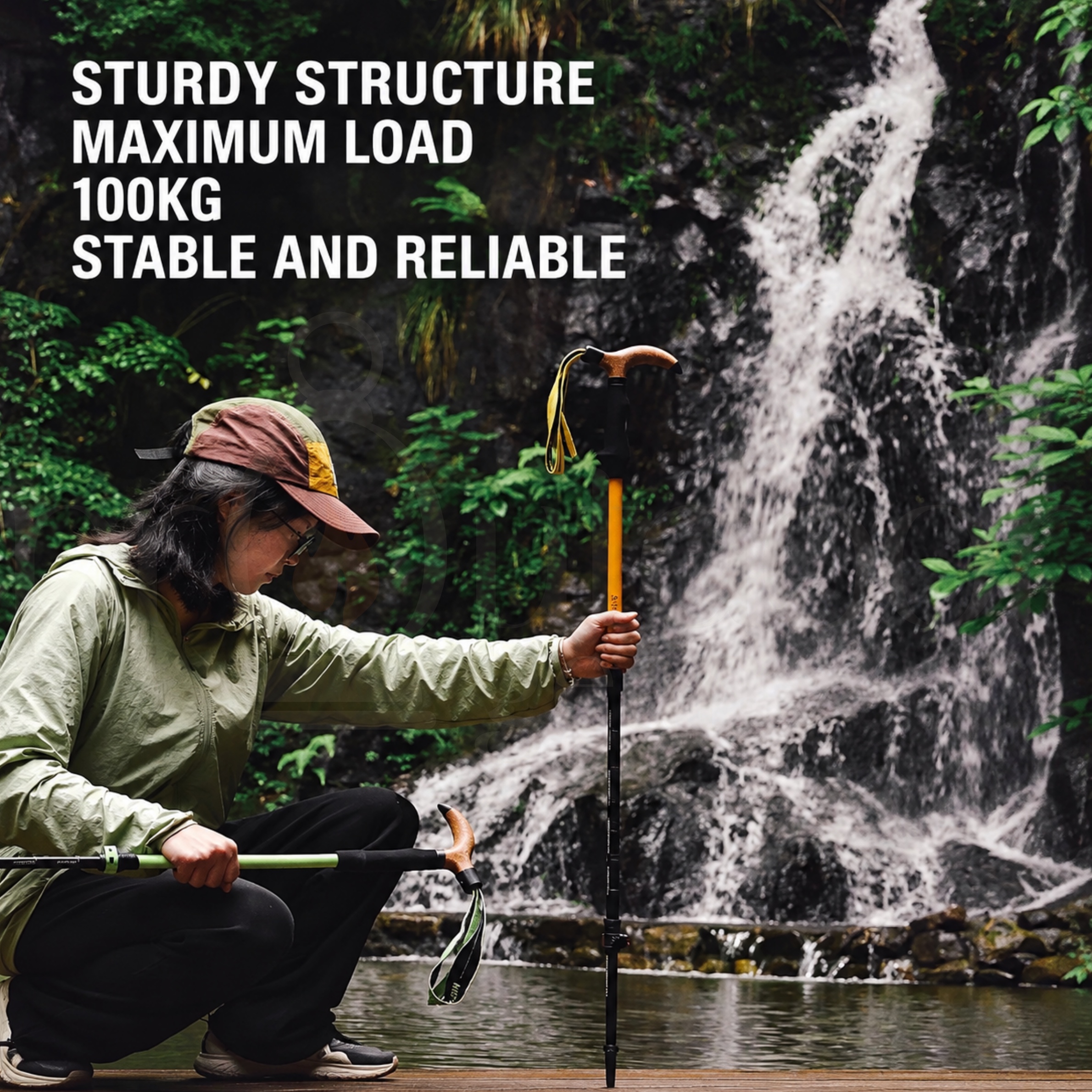 WELLHIKE T-Handle Telescopic Trekking Pole Adjustable 57.5-130cm Lightweight 7075 Aluminum Alloy Hiking Walking Stick