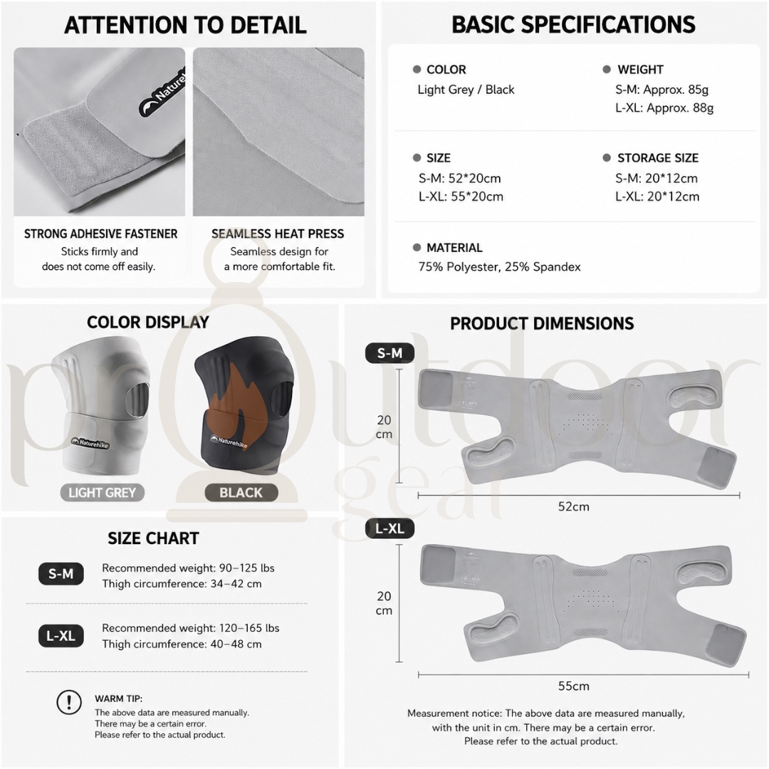NATUREHIKE CNK2650DS015 Lightweight Knee Support Patella Knee Brace Compression Protector for Hiking Running