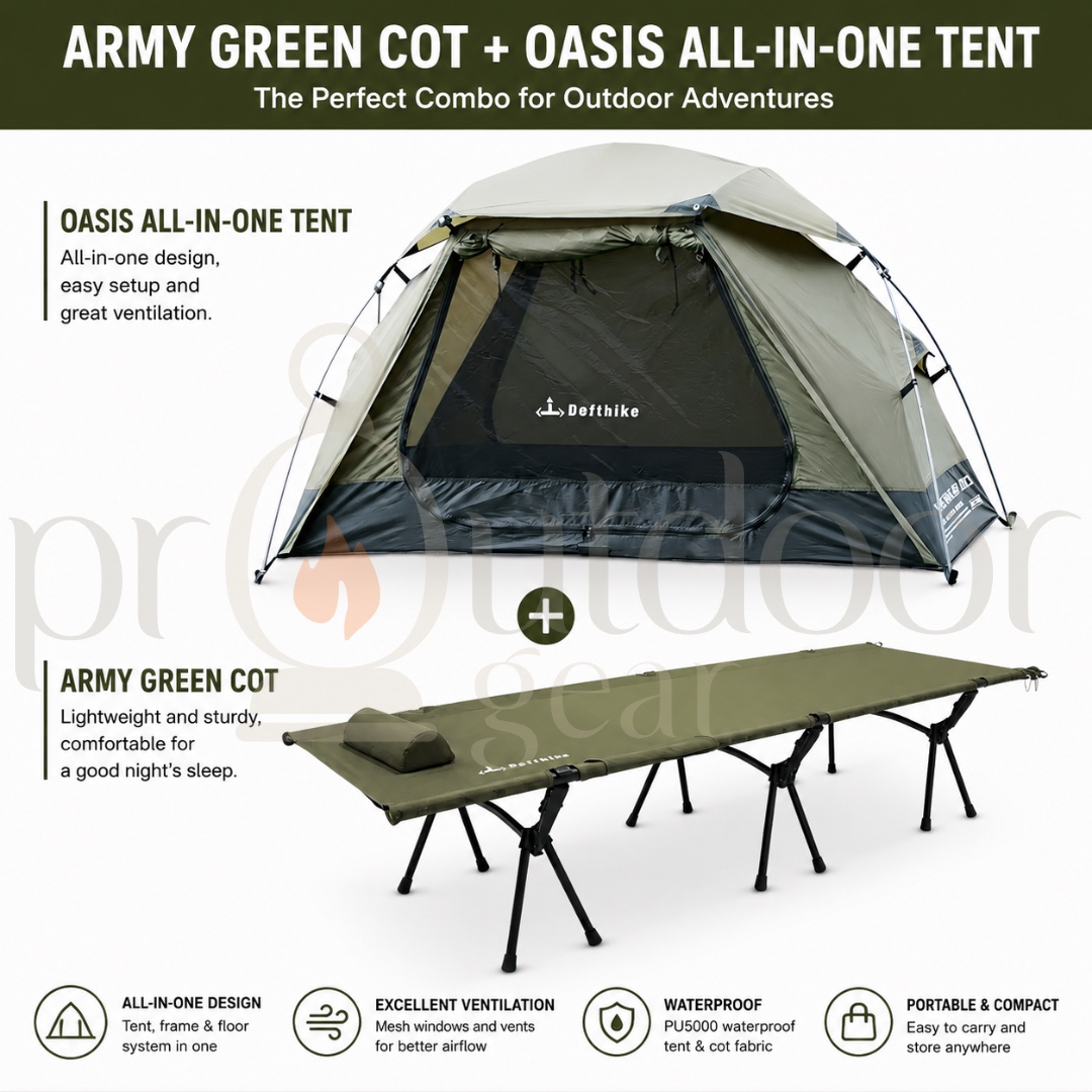 DEFTHIKE All In One STANDARD SIZE Military Cot Tent Camping  Waterproof Tent Camping