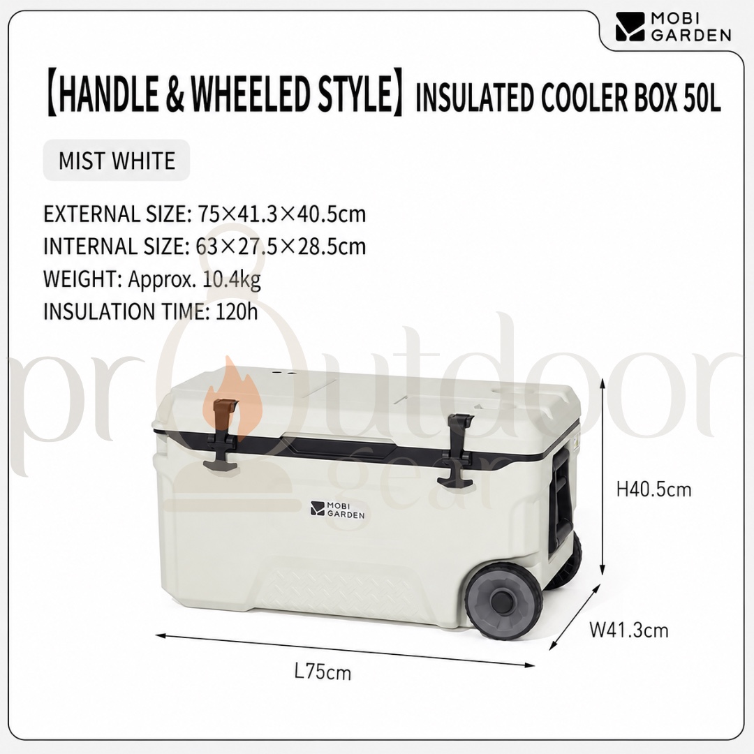 Mobi Garden 25L/36L/50L/75L Glacier Cooler Box Portable Insulated Ice with Handle and Wheels Outdoor Picnic Food Storage