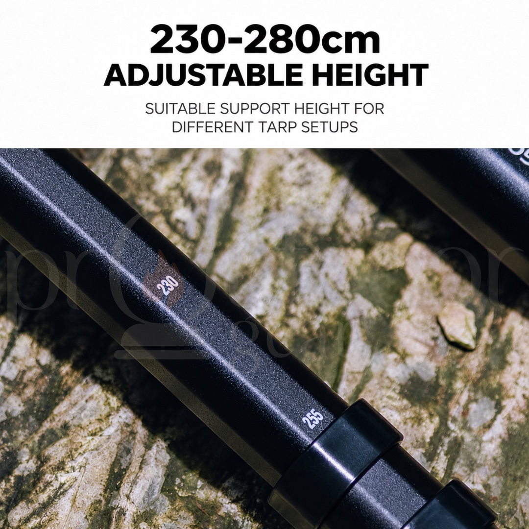 GOOUT SPRINGHILL Tactical Telescopic Canopy Pole 230-280cm Aluminium Alloy Adjustable Tarp Pole 2PCS