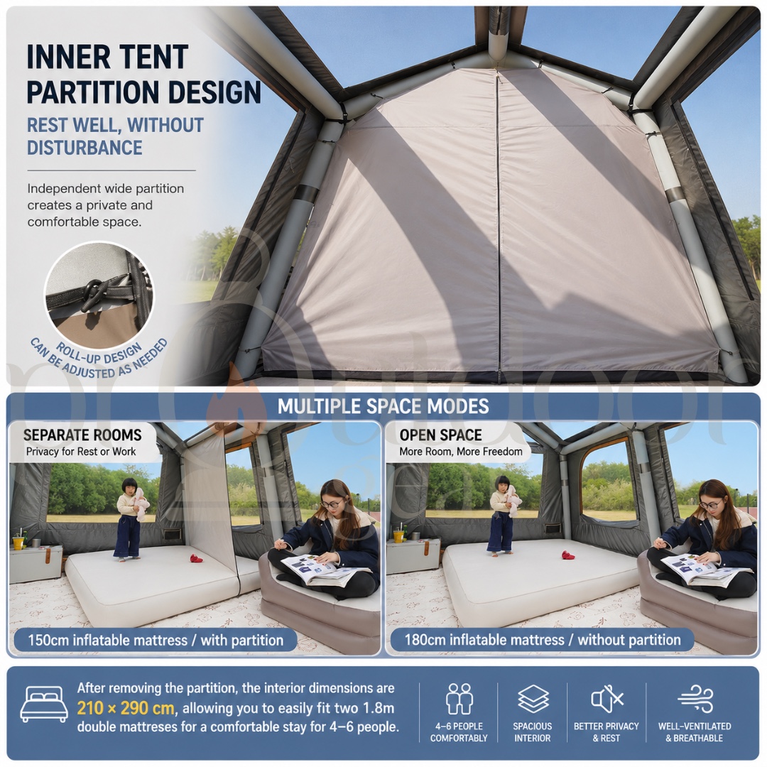 [PRE-ORDER] VIDALIDO Wish House Plus Inflatable Tent 4-6 Person UPF50+ Waterproof PU2000mm Skylight Family Camping Tent