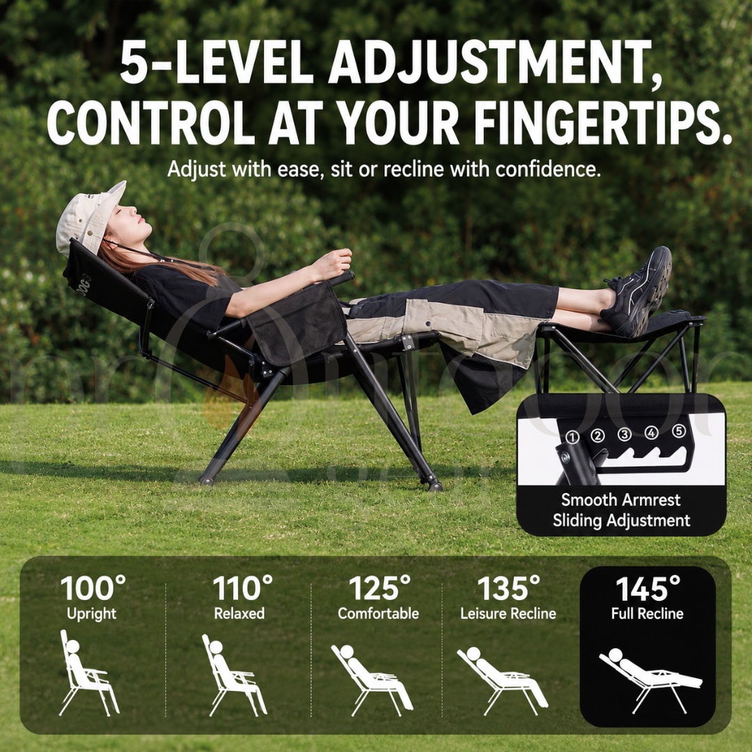 BLACKDOG CBD2650JJ016 Mountain Pattern Modular Reclining Chair Detachable Footrest Adjustable Folding Camping Lounge