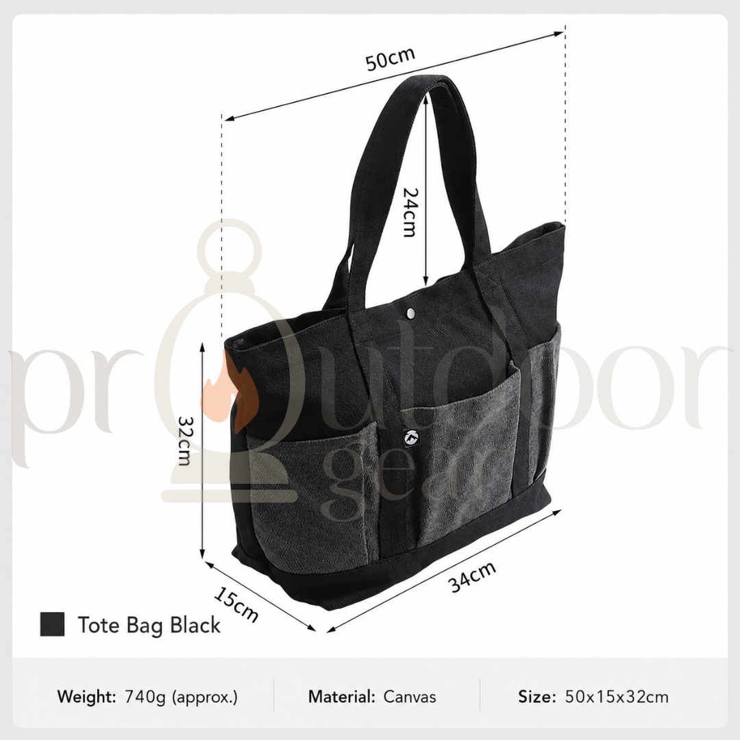 CAMPINGMOON B-191 Canvas Tote Bag Large Capacity Multi Pocket Shoulder Bag Durable Shopping Travel Work Camping Bag