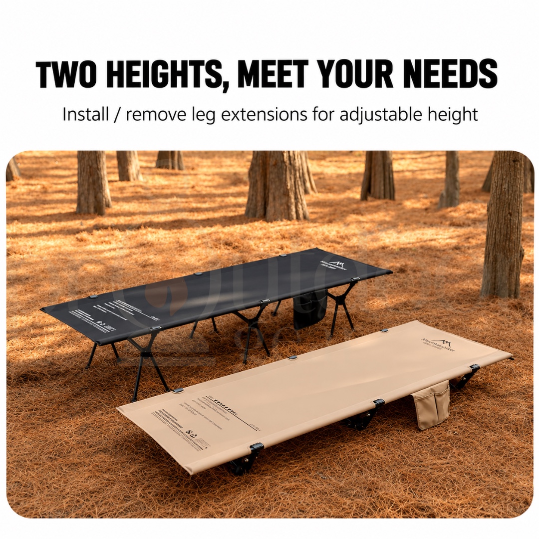 MOUNTAINHIKER SZK290 Folding Camping Cot 150KG Heavy Duty Portable Outdoor Bed Adjustable Height