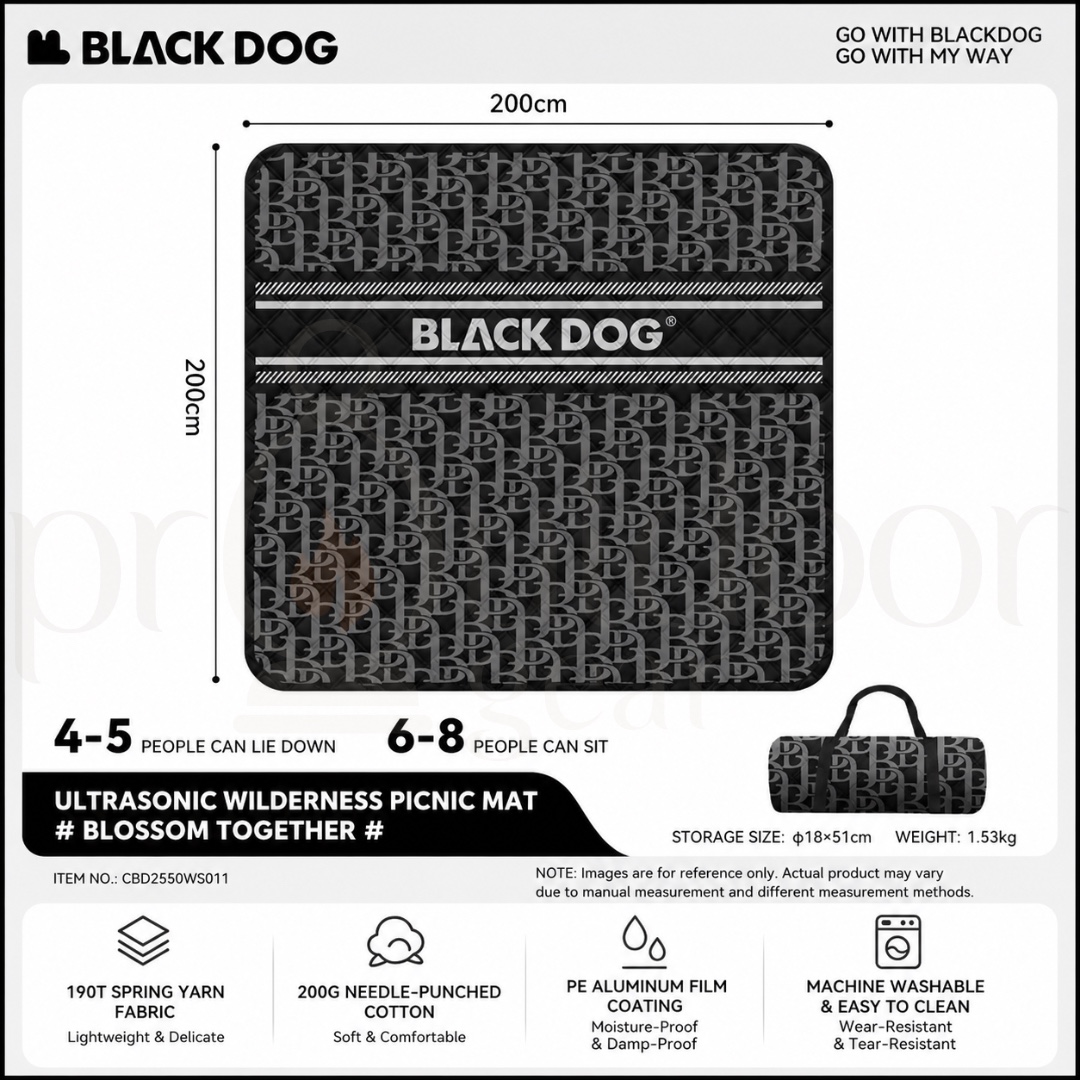 BLACKDOG CBD2550WS011 Outdoor Ultrasonic 2X2M Picnic Mat Moisture-Proof Thickened Outing Camping