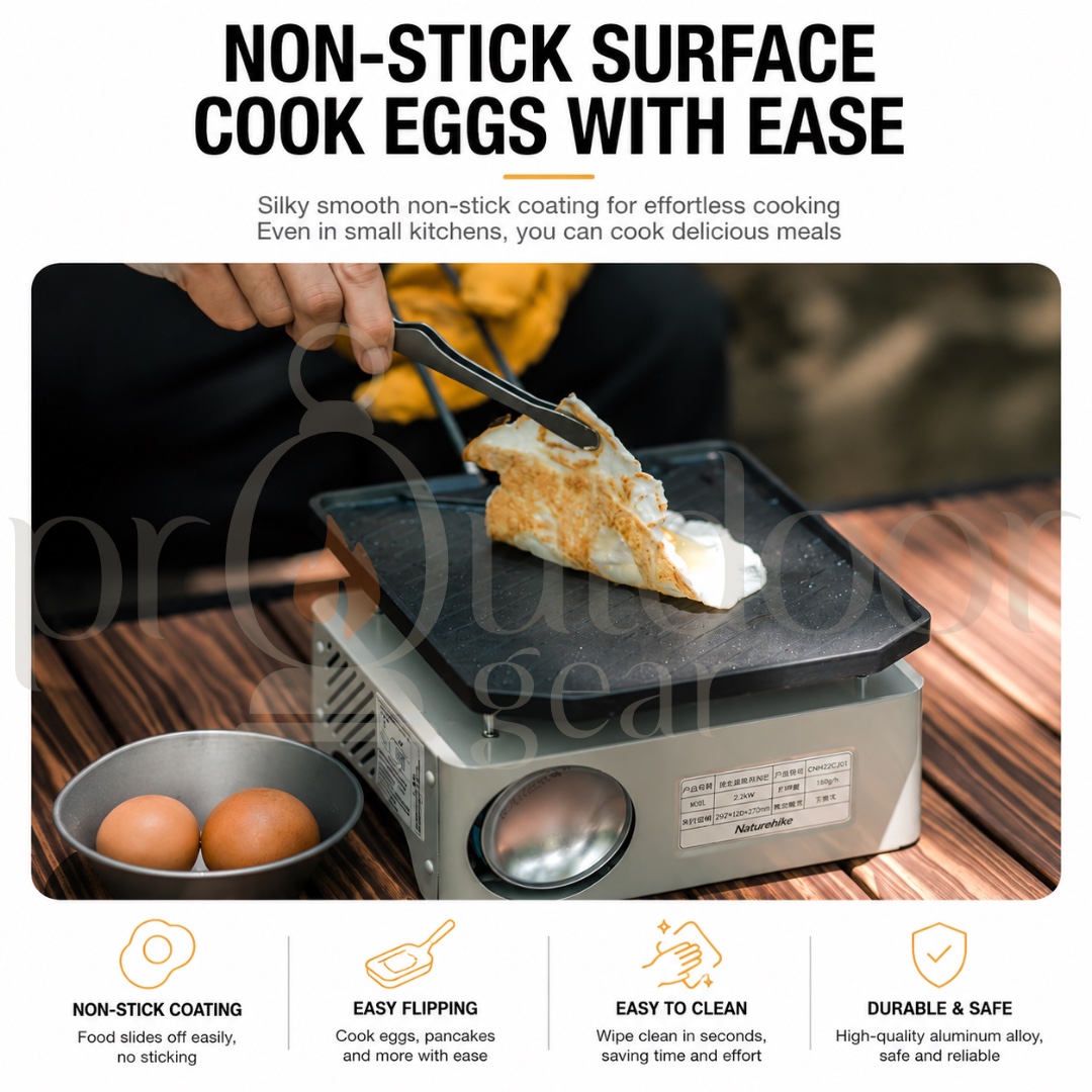 NATUREHIKE CNK2300CJ016 Leyan Outdoor Camping Picnic Non Stick Frying Pan Aluminum Alloy Stainless Steel