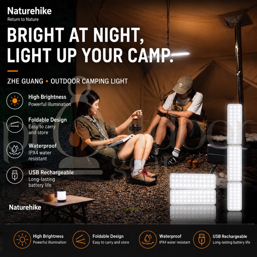 NATUREHIKE CNK2450ZM011 Zhe Guang Rechargeable Camping Lantern Waterproof USB Tent Hanging Light Portable Outdoor Lamp