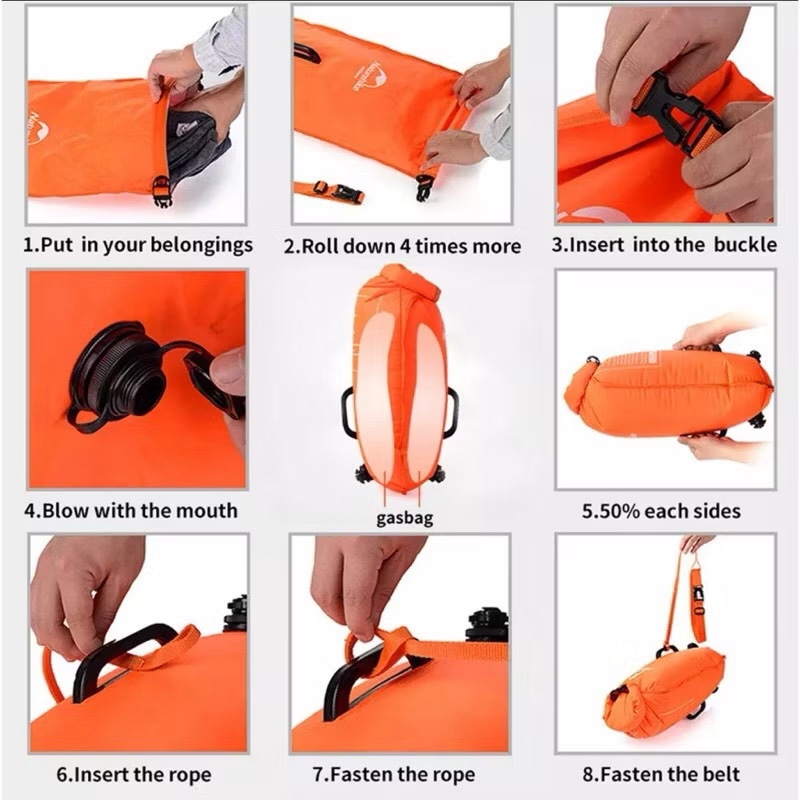 Naturehike NH17S001-G Outdoor Inflatable Waterproof Bag Snorkeling Swimming Bag Dry Bag