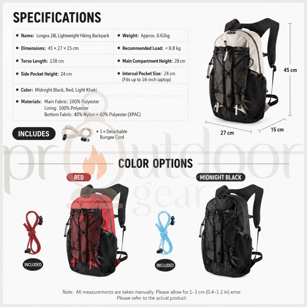 NATUREHIKE CNK2550XB015 18L Lightweight Hiking Backpack Daypack Outdoor Trekking Camping Travel Running Backpack