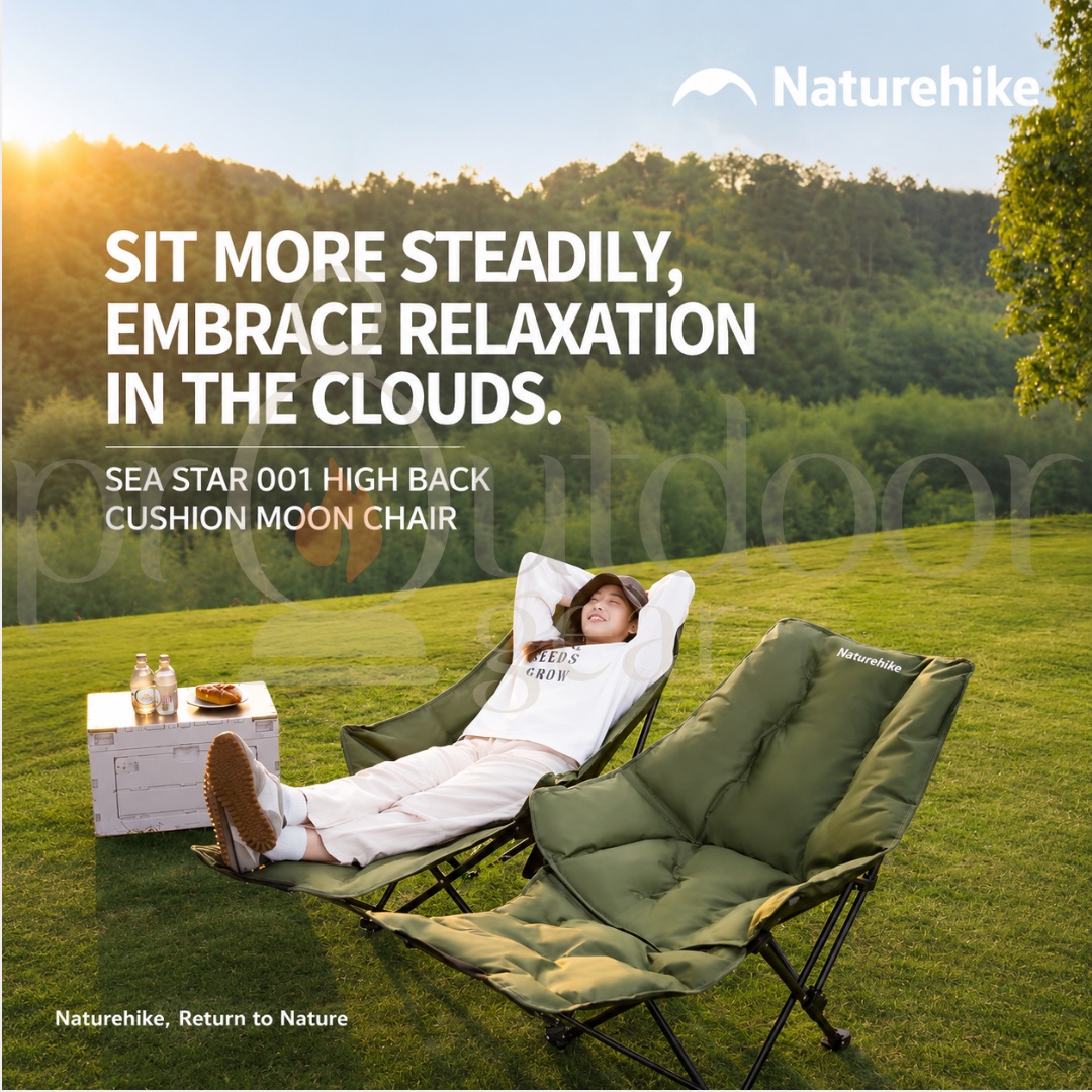 NATUREHIKE Sea Star 001 CNK2550JJ019 High Back Padded Moon Chair Outdoor Folding Camping Reclining Chair