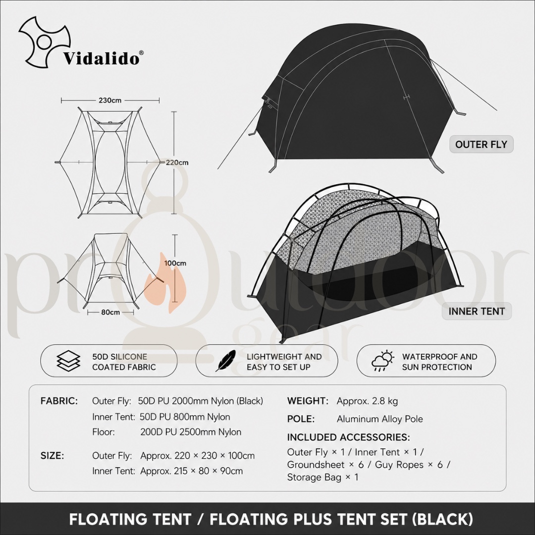 VIDALIDO Floating Island Mosquito Net cot Tent 1 person Ultra lightweight Mesh Tent