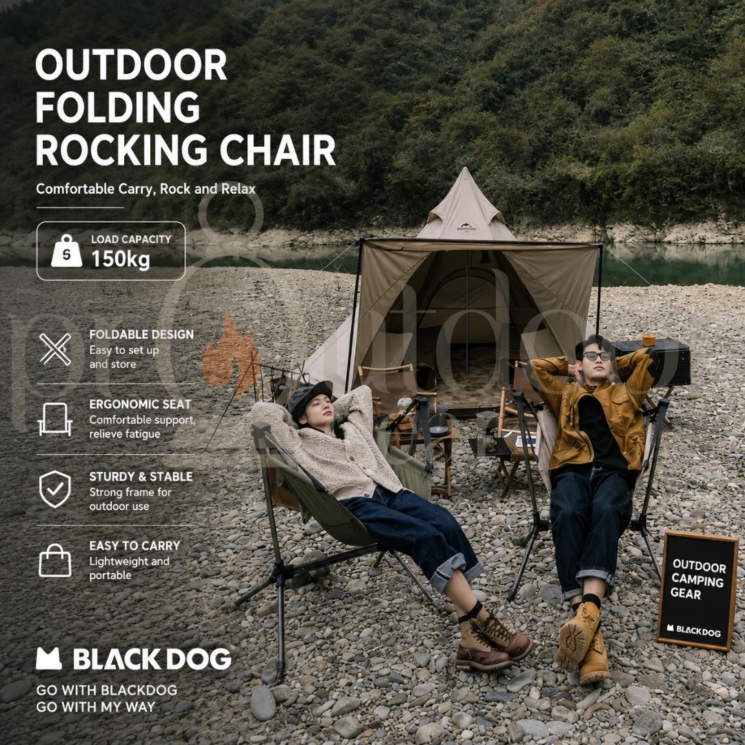 NATUREHIKE NH21JJ004 Outdoor Folding Rocking Chair Ultralight Portable Multi-angle Adjustable Camping Sling Chair