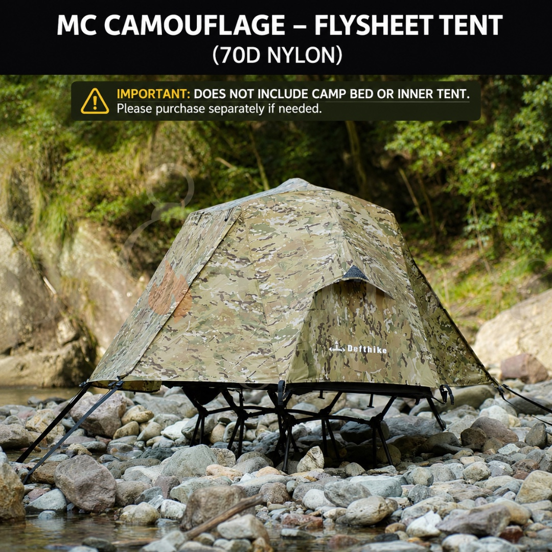 DEFTHIKE Camping Cot Tent Set 70D Silver Coated Nylon Flysheet + Inner Tent + Cot Outdoor Single Person Camping Shelter