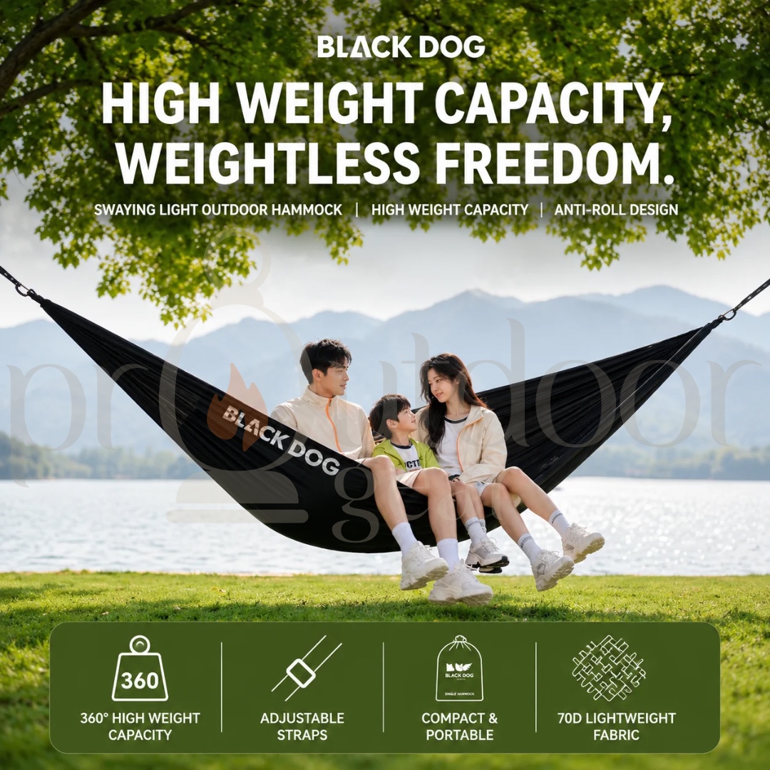 BLACKDOG CBD2550WS071 Ultralight Camping Hammock Outdoor Adult Anti-Tip Hammock with Adjustable Tree Straps Portable