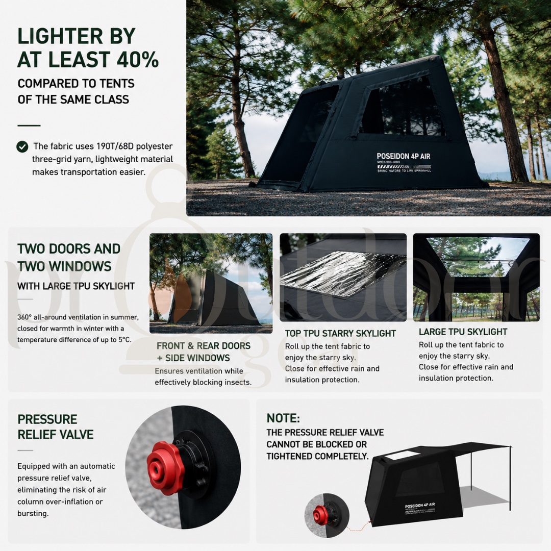 [PRE-ORDER] GOOUT SPRINGHILL Penglai 4P Inflatable Tent, One Bedroom and One Living Room Outdoor Camping Rainproof