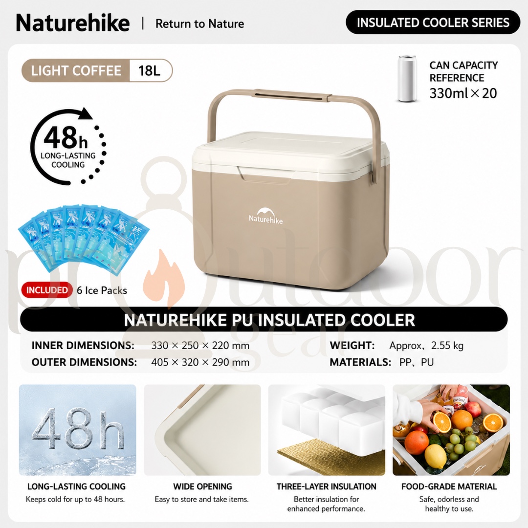 NATUREHIKE 5L 18L PU Cooler Box Large Capacity Portable for Outdoor Camping Fishing Picnic Car Ice Insulation Box