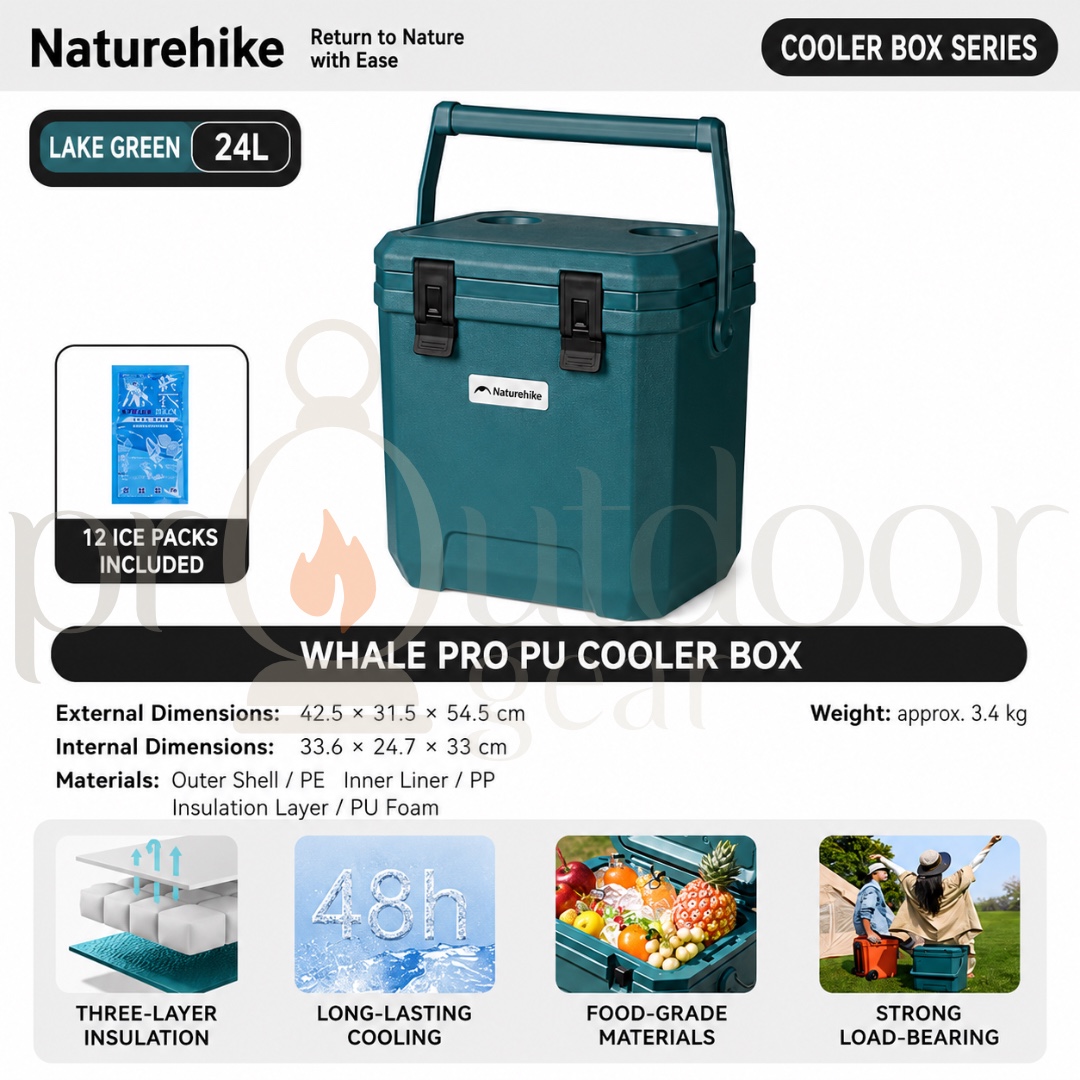 NATUREHIKE CNK2650CF012 Whale Pro PU Cooler Box 17L 24L 36L Ice Cooler Box Camping Picnic Outdoor Insulated Cooler