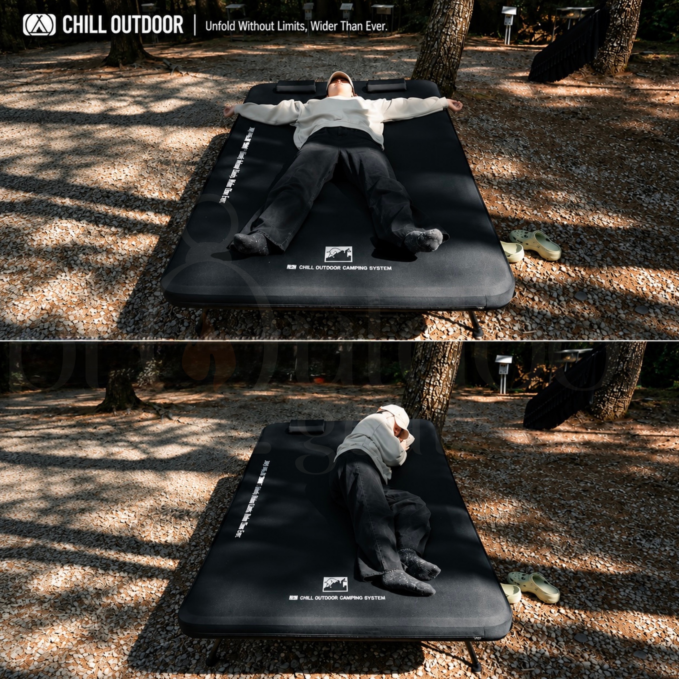CHILL OUTDOOR Giant Inflatable Tactical Camping Cot Bed Outdoor with Aluminium Frame Portable Sleeping Mattress