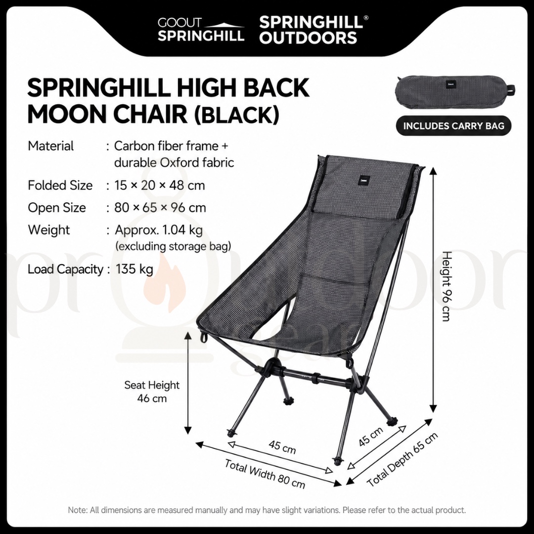 GOOUT SPRINGHILL High Back Moon Chair Carbon Fiber Lightweight Folding Camping Chair Outdoor Portable Chair