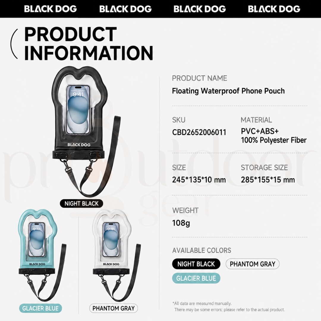 BLACKDOG CBD2652006011 IPX8 Floating Waterproof Phone Pouch Universal Touch Screen Dry Bag for Swimming Beach Kayaking