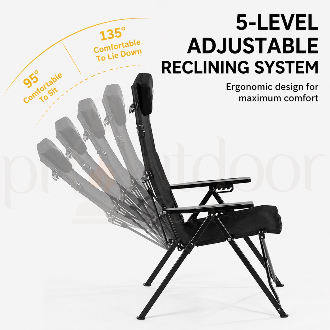 BLACKDOG CBD2650JJ016 Wangchuan M1 High Back Folding Camping Chair Adjustable Reclining Chair Portable Outdoor