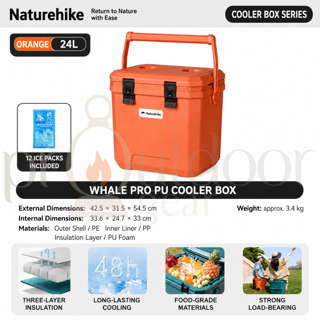 NATUREHIKE CNK2650CF012 Whale Pro PU Cooler Box 17L 24L 36L Ice Cooler Box Camping Picnic Outdoor Insulated Cooler
