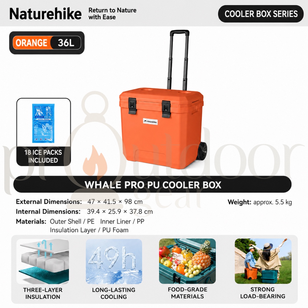 NATUREHIKE CNK2650CF012 Whale Pro PU Cooler Box 17L 24L 36L Ice Cooler Box Camping Picnic Outdoor Insulated Cooler