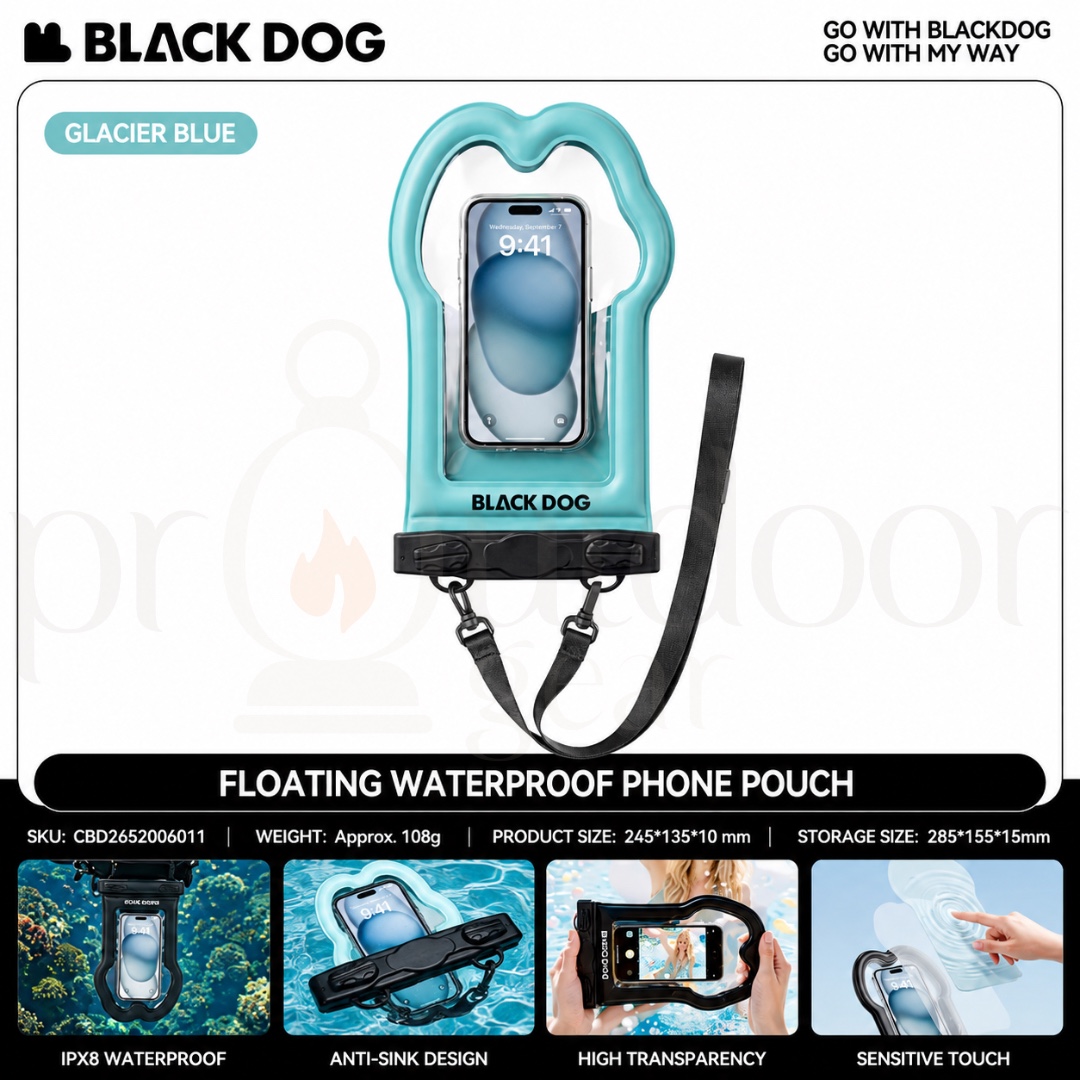 BLACKDOG CBD2652006011 IPX8 Floating Waterproof Phone Pouch Universal Touch Screen Dry Bag for Swimming Beach Kayaking