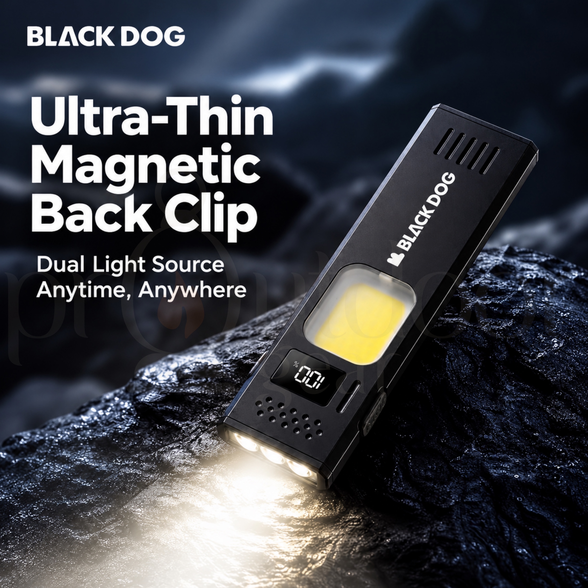 BLACKDOG CBD2650ZM014 Dual Light Source Portable Flashlight 350LM Magnetic Clip Mini Rechargeable Type-C LED Work Light