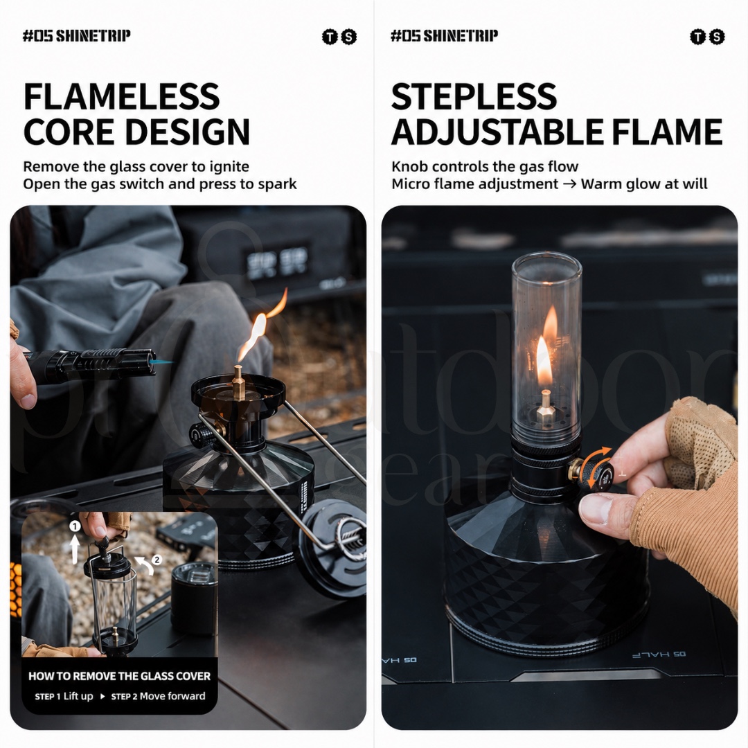 SHINETRIP A588 Camping Gas Lantern Set Flame Atmosphere Lantern Gas Storage Canister S/L Outdoor Camping Light