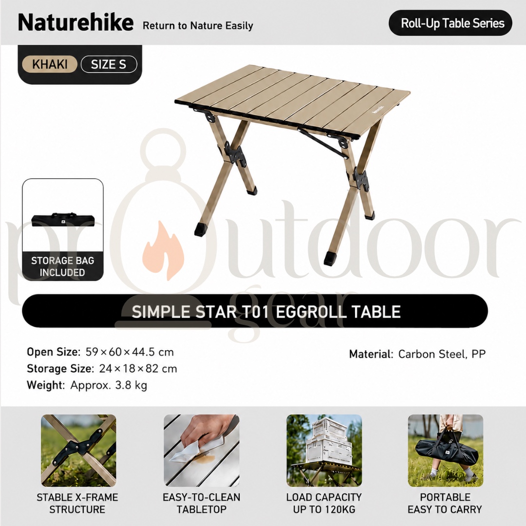 NATUREHIKE CNK2550JJ018 Star Jane T01 Egg Roll Folding Table Portable