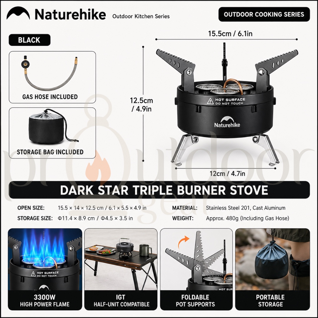 NATUREHIKE CNK2450CF019 3300w Gas Stove Portable Adjustable Firepower Ultralight Foldable