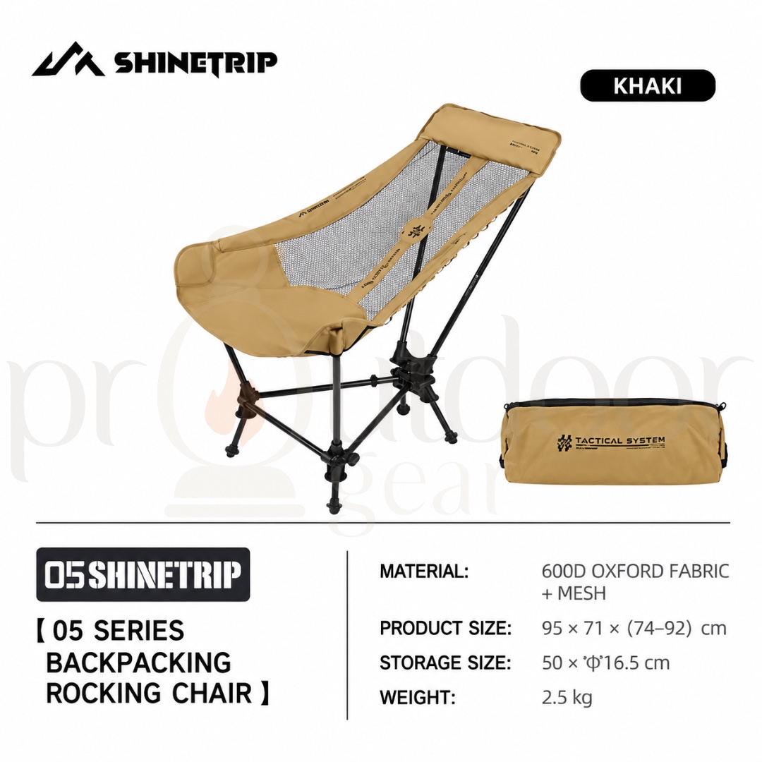 SHINETRIP A598 05 Series Backpacking Rocking Chair Portable Adjustable Camping Chair Outdoor Folding Chair