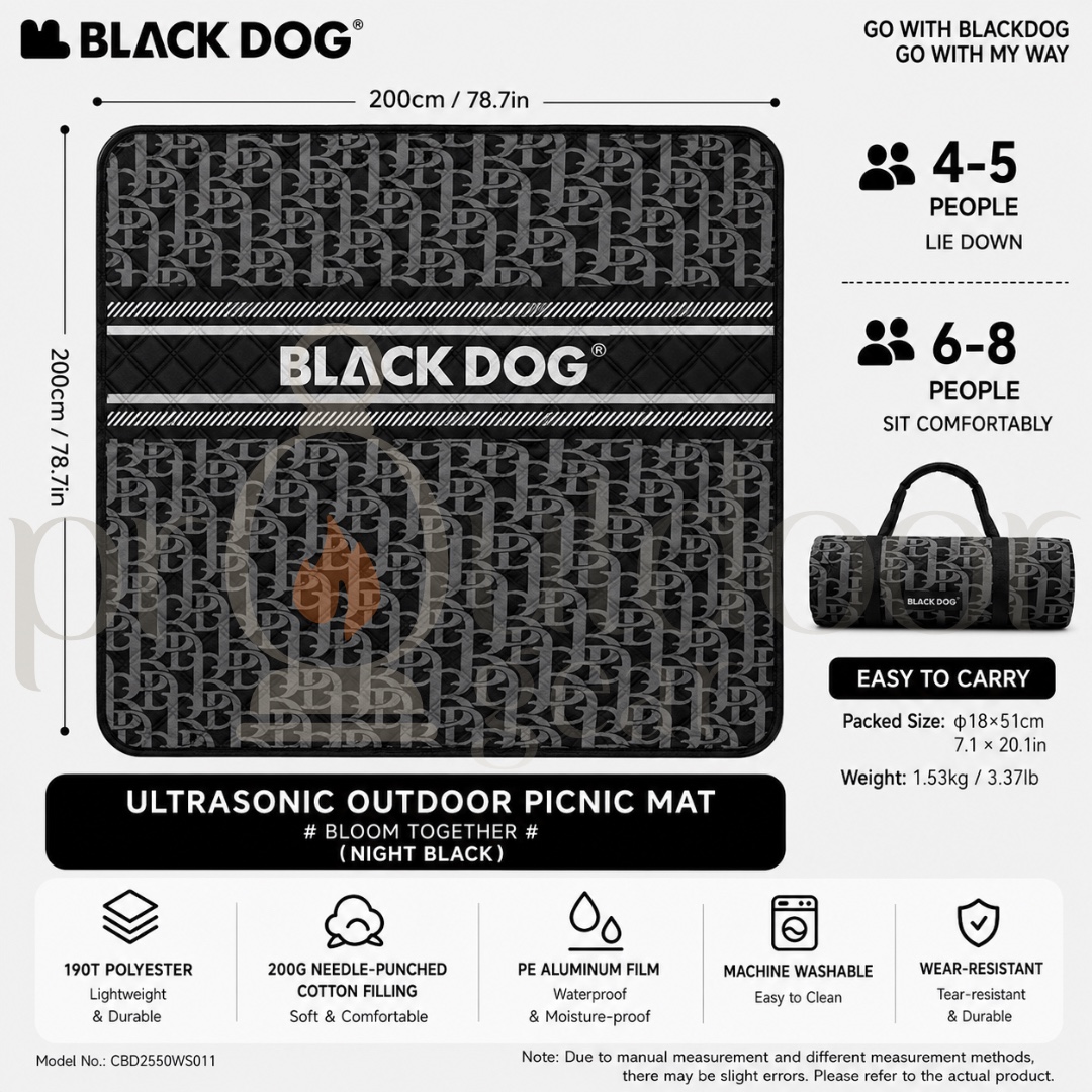 BLACKDOG CBD2550WS011 Outdoor Ultrasonic 2X2M Picnic Mat Moisture-Proof Thickened Outing Camping