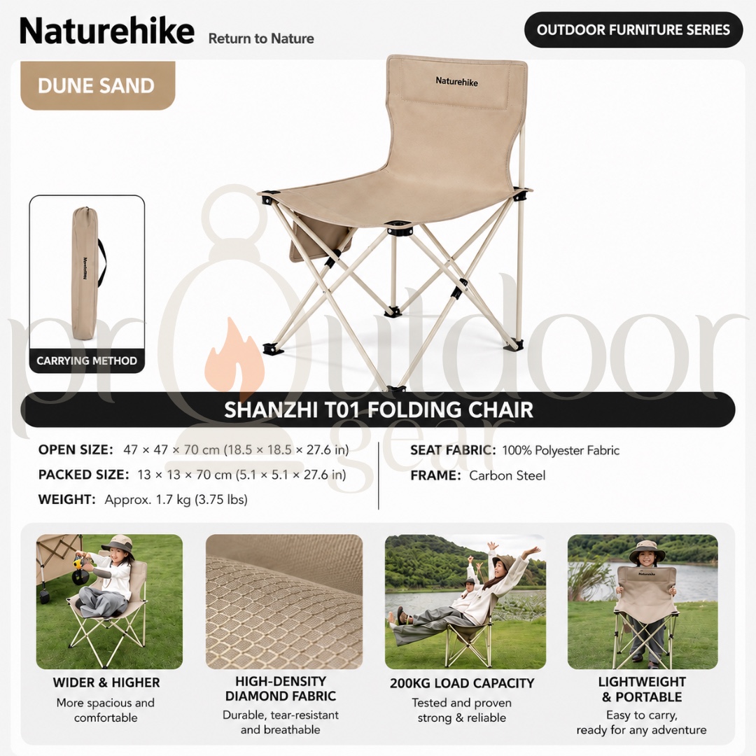 NATUREHIKE SHANZHI T01 Ultralight Portable Folding Camping Stool Outdoor Chair Fishing Chair Folding Seat