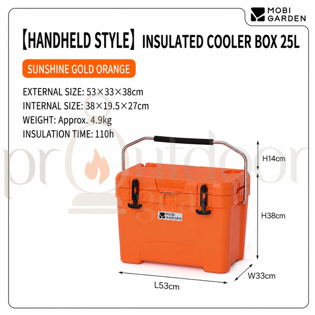 Mobi Garden 25L/36L/50L/75L Glacier Cooler Box Portable Insulated Ice with Handle and Wheels Outdoor Picnic Food Storage