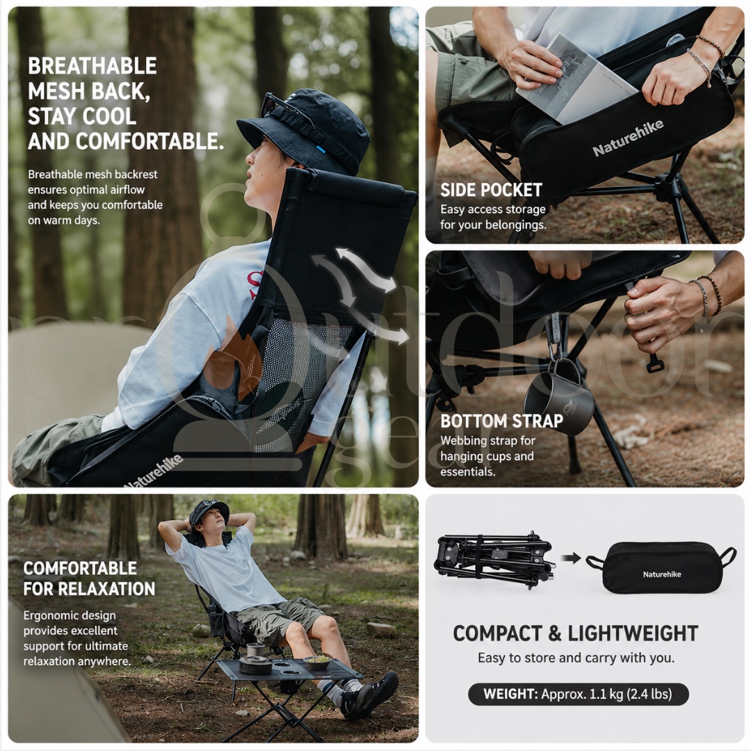 NATUREHIKE Clamshell Sea Moon 002 Triangle Folding High Back Moon Chair