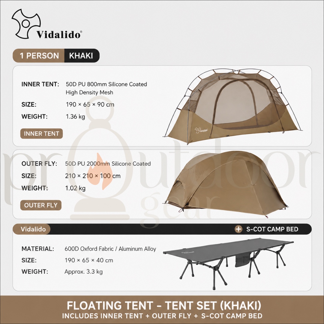 VIDALIDO Floating Island Mosquito Net cot Tent 1 person Ultra lightweight Mesh Tent