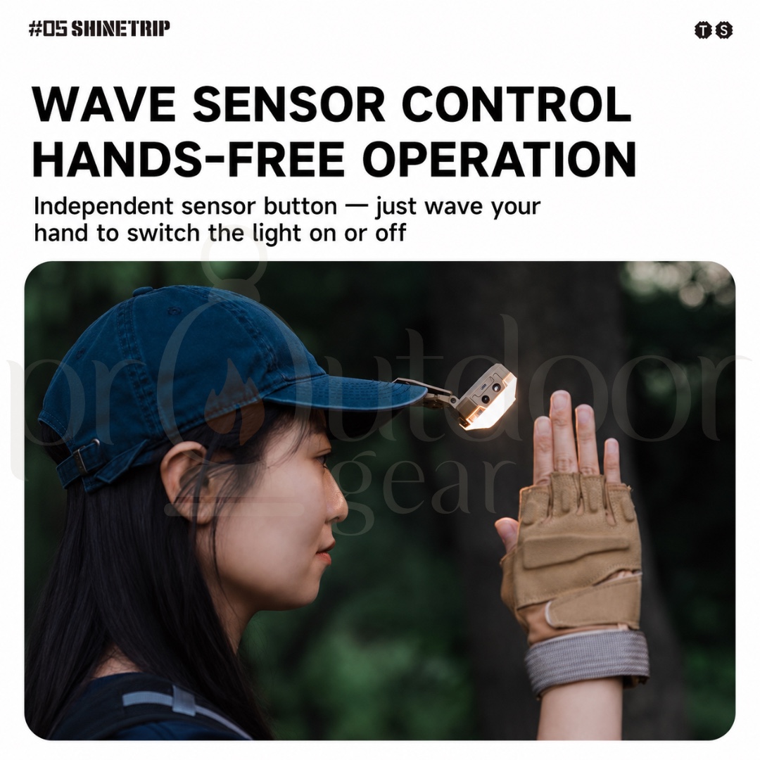 SHINETRIP A604 Multifunction Camping Light 1000LM IPX4 Waterproof Wave Sensor Rechargeable Headlamp Outdoor Light