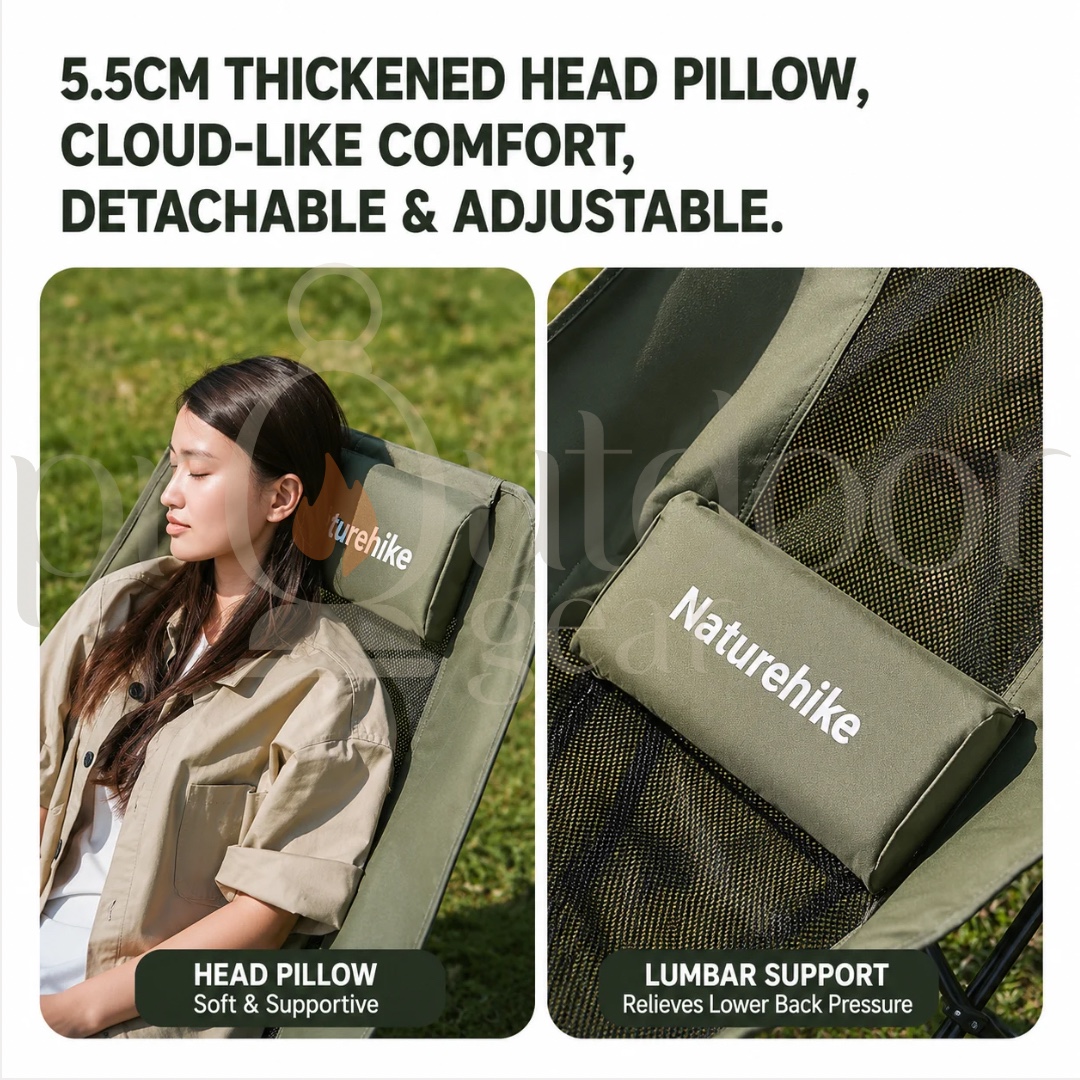 NATUREHIKE Sea Star 002 Mesh Moon Chair folding reclining picnic chair with pillowair