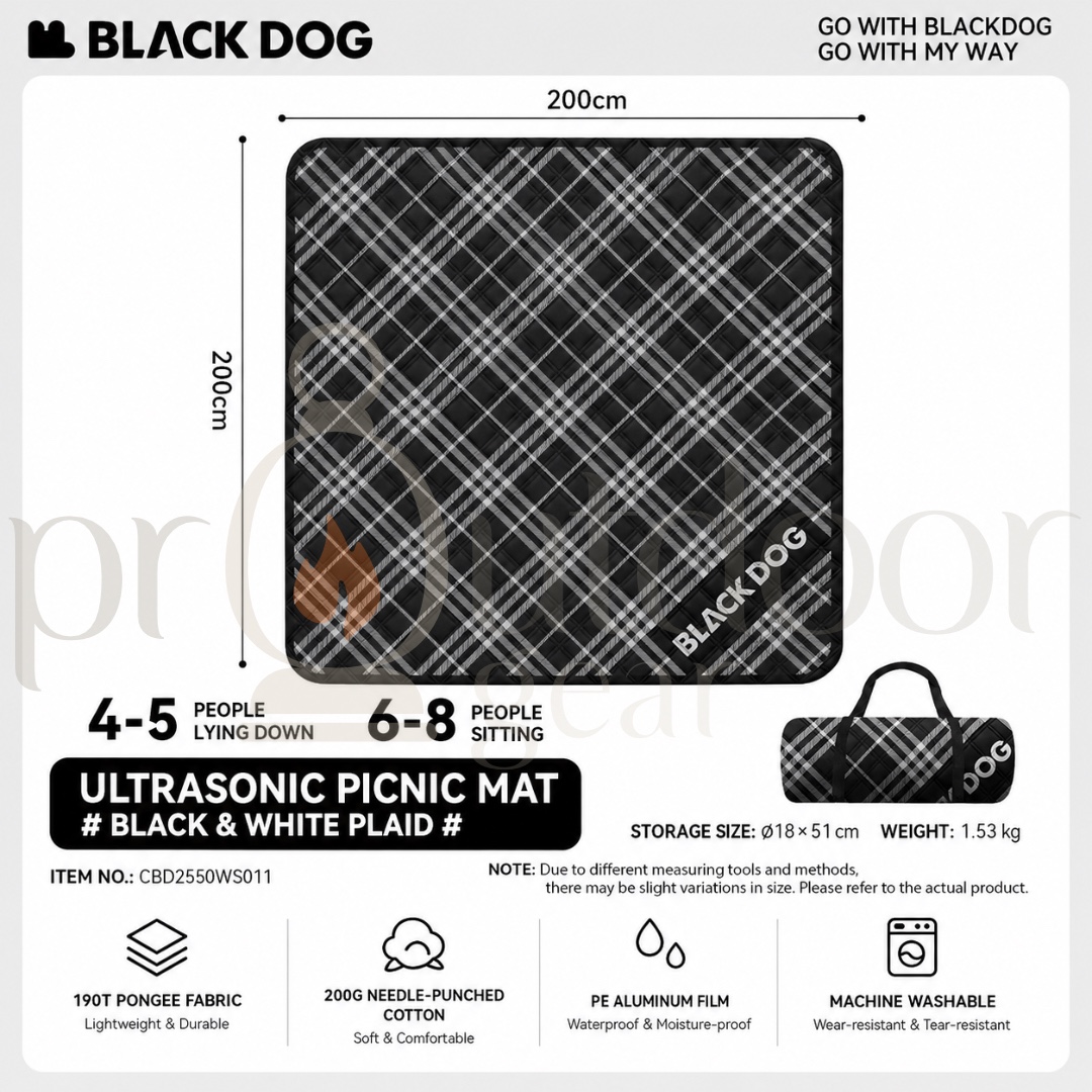 BLACKDOG CBD2550WS011 Outdoor Ultrasonic 2X2M Picnic Mat Moisture-Proof Thickened Outing Camping