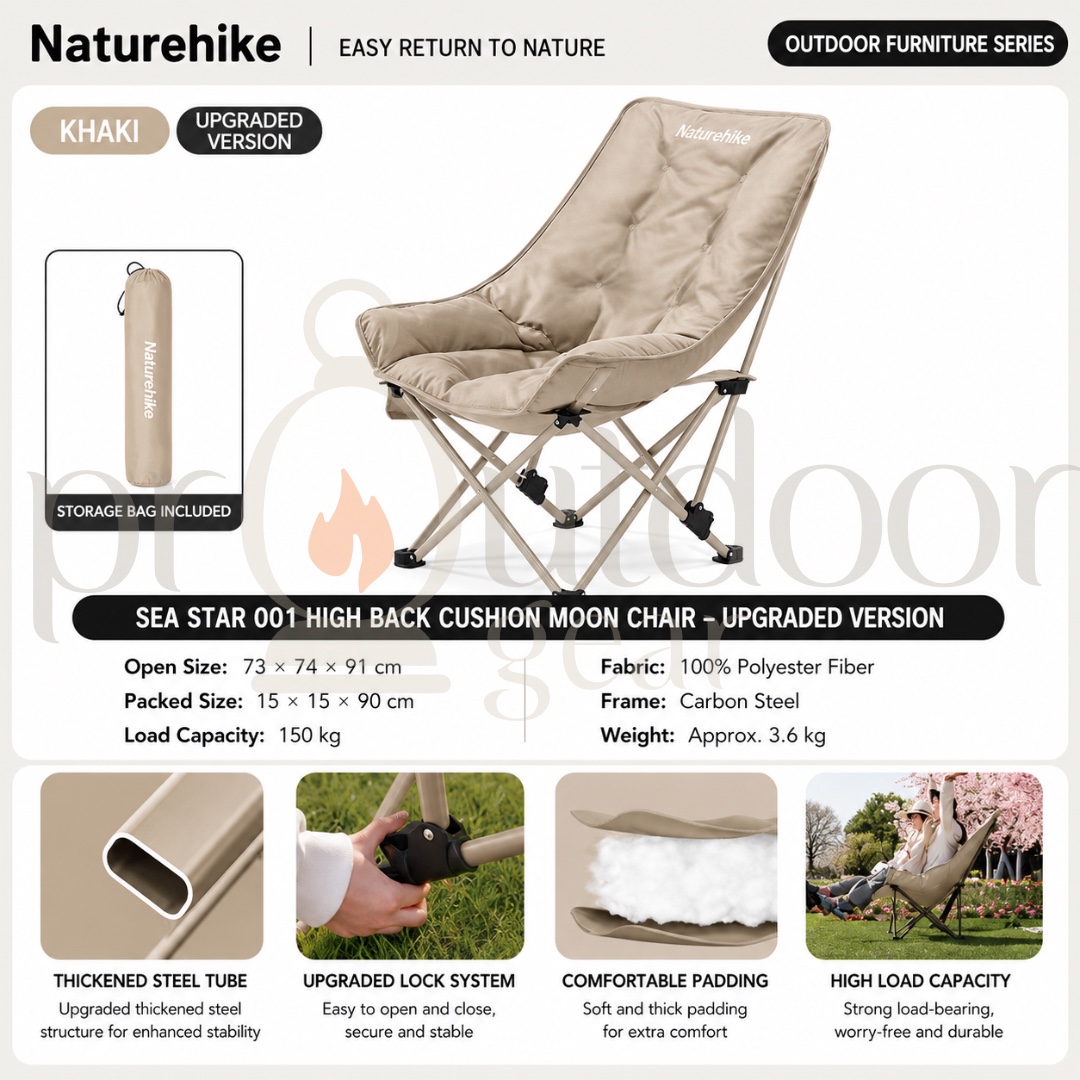 NATUREHIKE Sea Star 001 JJ019/JJ020 Collapsible High-Back Moon Folding Chair