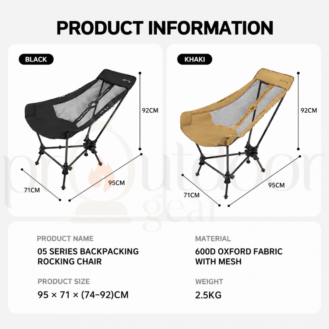 SHINETRIP A598 05 Series Backpacking Rocking Chair Portable Adjustable Camping Chair Outdoor Folding Chair