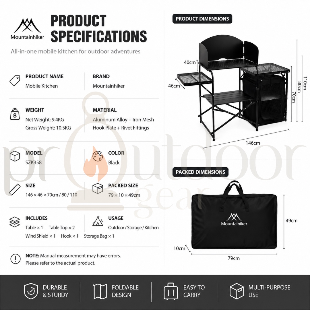 MOUNTAINHIKER SZK358 Outdoor Moving Kitchen Camping Mountaineering Travel Aluminum Alloy Folding Storage