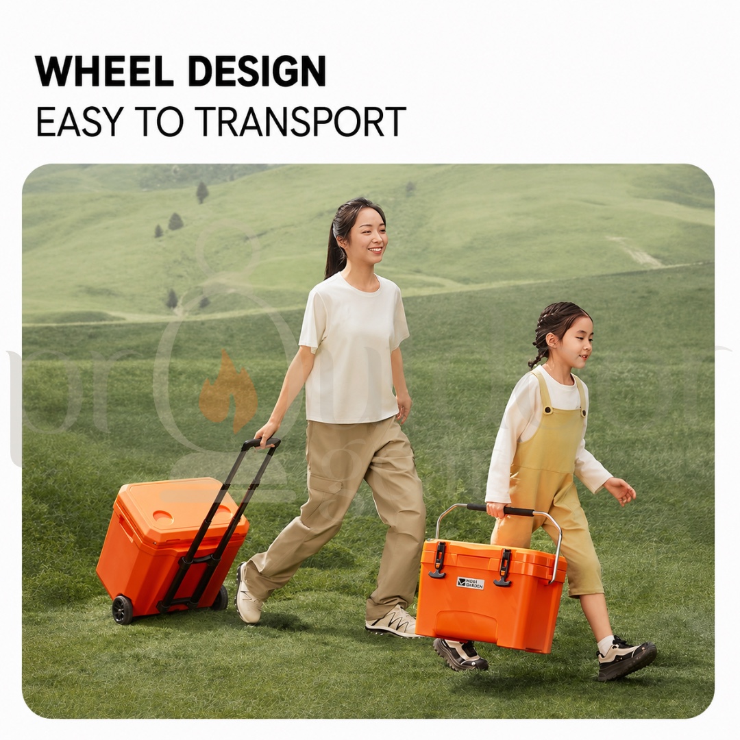 Mobi Garden 25L/36L/50L/75L Glacier Cooler Box Portable Insulated Ice with Handle and Wheels Outdoor Picnic Food Storage