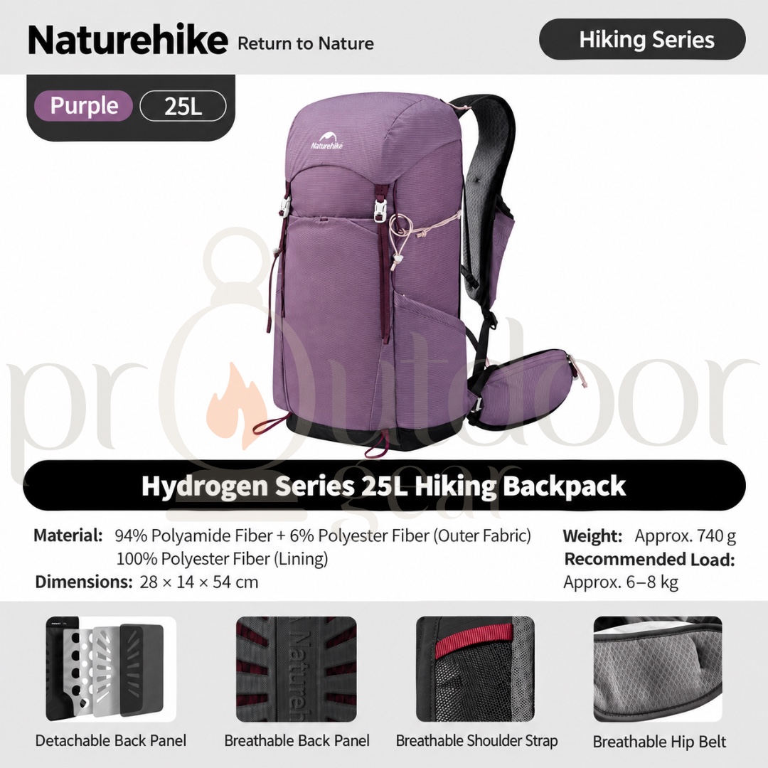 NATUREHIKE HYDROGEN 25L Hiking Backpack Lightweight Breathable Outdoor Trekking Travel Camping Daypack
