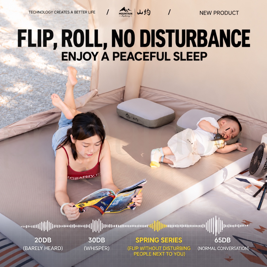 MOUNTAIN 10CM Inflatable Air Mattress Single Double Camping Mattress Outdoor Sleeping Mat